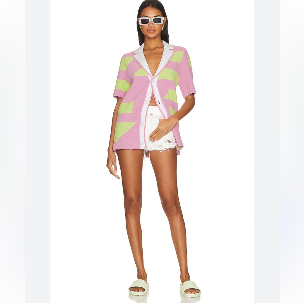 SER.O.YA Lei Shirt in Stripe Pink and Green
